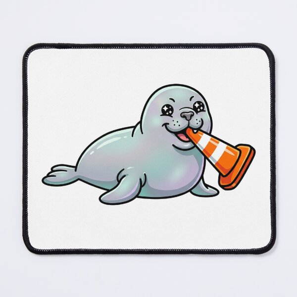 Item preview, Cute Elephant Seal Biting Traffic Cone | Funny Chaotic Seal Sticker Design designed and sold by NKWealthDesign.
