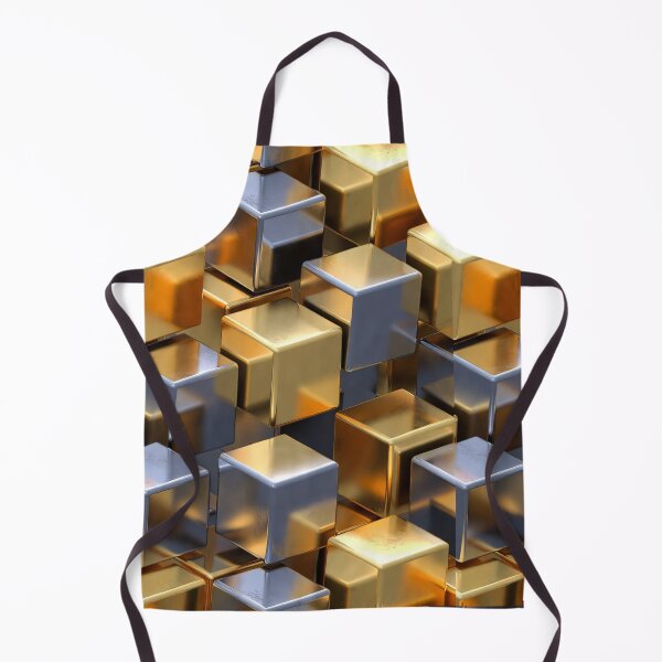 Item preview, Metallic Gold and Platinum Chaotic 3D Cubes Seamless Pattern designed and sold by ITSimagination.