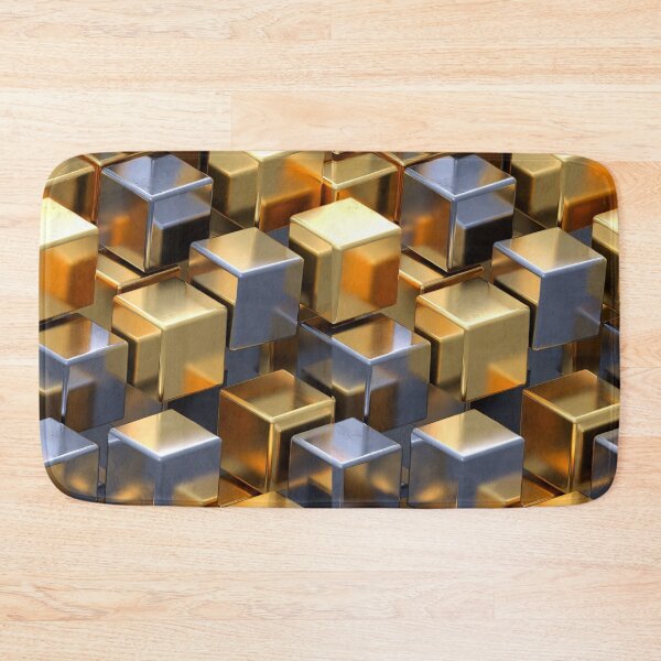 Item preview, Metallic Gold and Platinum Chaotic 3D Cubes Seamless Pattern designed and sold by ITSimagination.