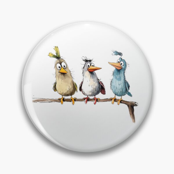 Item preview, Three Quirky Birds on a Branch – Funny Cartoon Bird Illustration designed and sold by NightSpell.