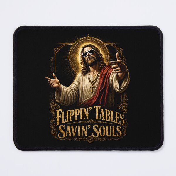 Item preview, Flippin Tables Savin Souls Cool Jesus Humor designed and sold by Victor Shadehorn.