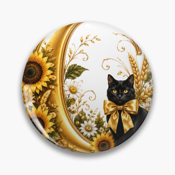 Item preview, Letter C Floral Monogram with Black Cat, Sunflower & Gold Botanical Initial | Elegant Alphabet Art designed and sold by MoodLay.