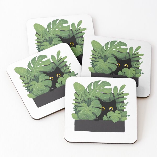Item preview, Cat hiding in lush green foliage designed and sold by PurrfectHome.
