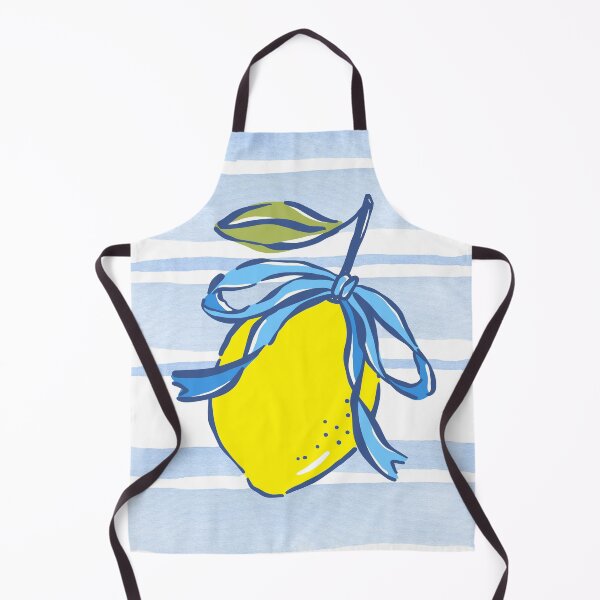 Item preview, Coastal Lemon Illustration with Blue Ribbon designed and sold by minbadesign.