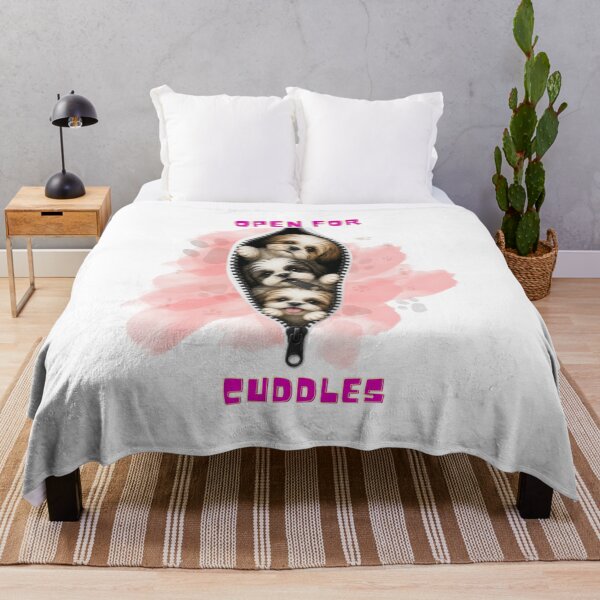 Item preview, Cute Shih Tzu Open for Cuddles Zipper Dog Lover Gift Illustration designed and sold by pawfectdesign18.