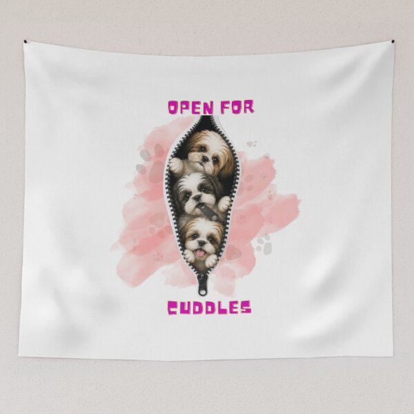Item preview, Cute Shih Tzu Open for Cuddles Zipper Dog Lover Gift Illustration designed and sold by pawfectdesign18.