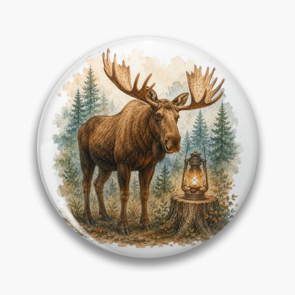 Item preview, Rustic Moose In The Forest Vintage Cabin Life designed and sold by AQUILAKREO.