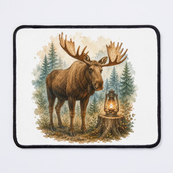 Item preview, Rustic Moose In The Forest Vintage Cabin Life designed and sold by AQUILAKREO.