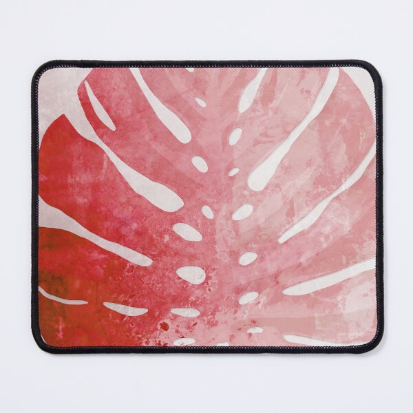 Item preview, Red Coral Pink Monstera Tropical Plant Leaf Art designed and sold by Sharon Cummings Art.