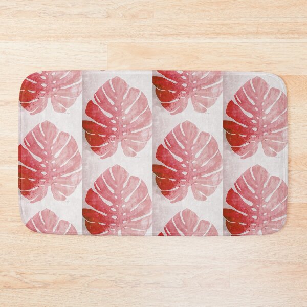 Item preview, Red Coral Pink Monstera Tropical Plant Leaf Art designed and sold by Sharon Cummings Art.