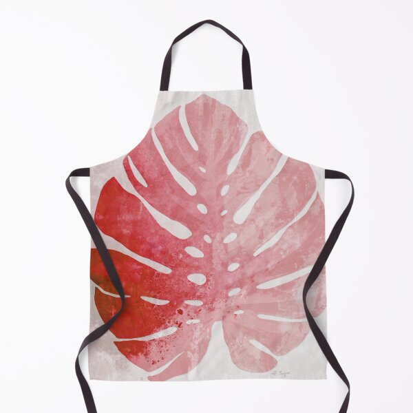Item preview, Red Coral Pink Monstera Tropical Plant Leaf Art designed and sold by Sharon Cummings Art.