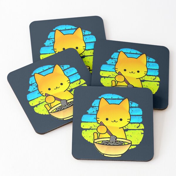Item preview, Kawaii Cat Eating Ramen with Chopsticks | Minimalist Japanese Design designed and sold by AstronautMerch.