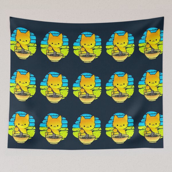 Item preview, Kawaii Cat Eating Ramen with Chopsticks | Minimalist Japanese Design designed and sold by AstronautMerch.