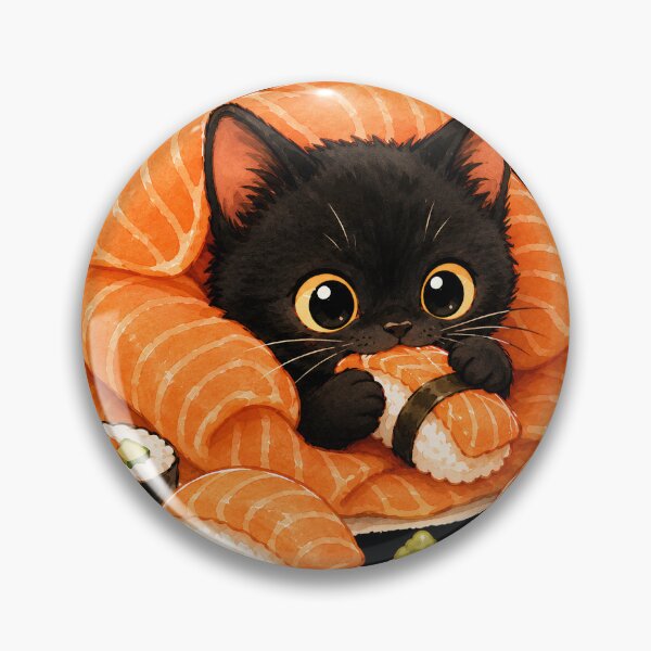 Item preview, Black Cat Sushi Lover – Cute Kawaii Foodie Cat Design designed and sold by Aruellart.