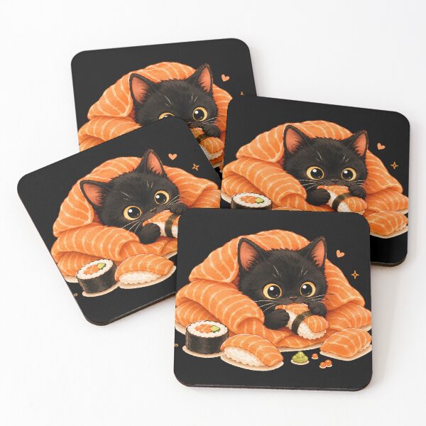 Item preview, Black Cat Sushi Lover – Cute Kawaii Foodie Cat Design designed and sold by Aruellart.