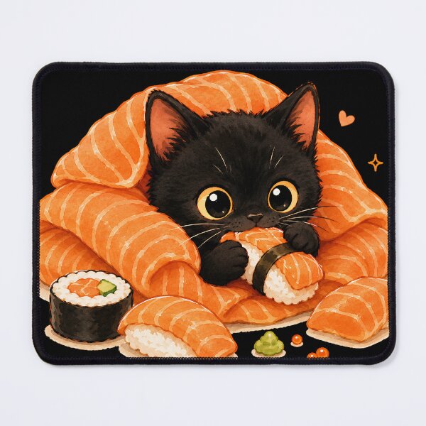 Item preview, Black Cat Sushi Lover – Cute Kawaii Foodie Cat Design designed and sold by Aruellart.