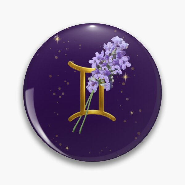 Item preview, Gemini Zodiac Sign with Lavender Birth Flower | Gold Astrology Symbol | Celestial Floral Gemini Artwork designed and sold by MysticPurpleHue.