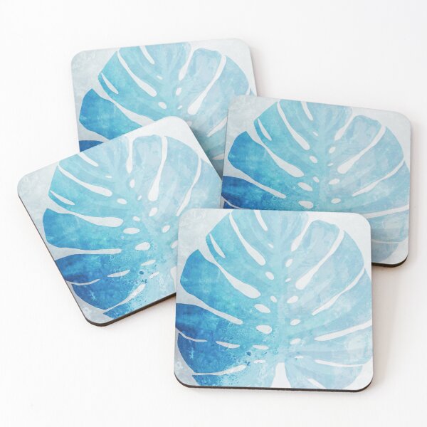 Item preview, Blue White Gray Monstera Tropical Plant Leaf Art designed and sold by Sharon Cummings Art.