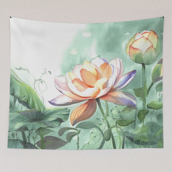 Item preview, Watercolor Lotus Flower designed and sold by Cobalt Blue Watercolors.