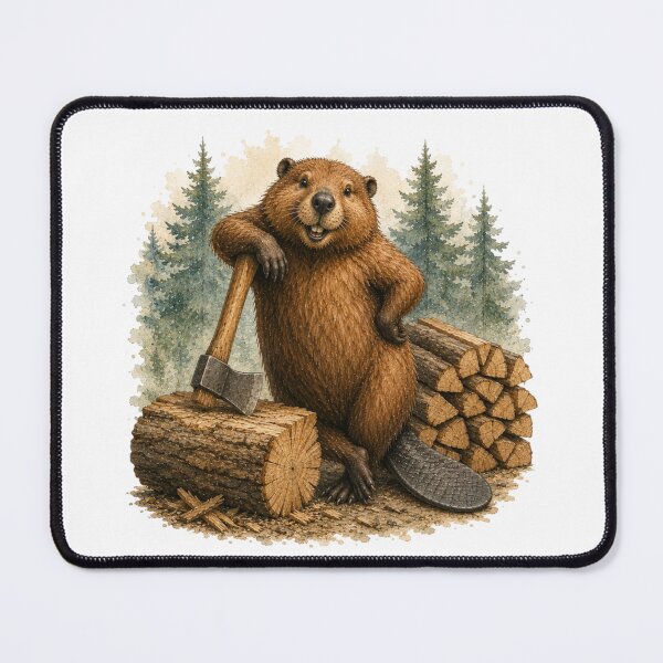 Item preview, Busy Woodworking Beaver Camping Cabin Lifestyle designed and sold by AQUILAKREO.