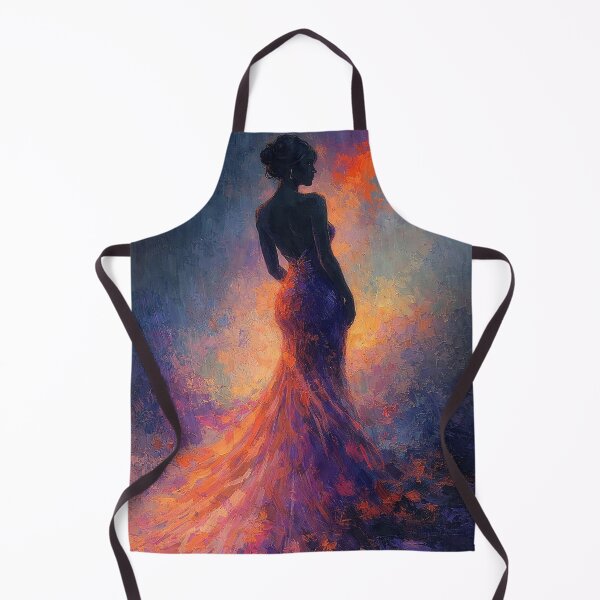 Item preview, Elegant Woman in Sunset Gown Impasto Purple Orange Art Print designed and sold by Joey Santiago.