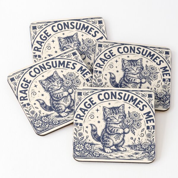 Item preview, Gothic Kitten Rage Consumes Me Dark Humor Cat Art designed and sold by TeeSpectrume.