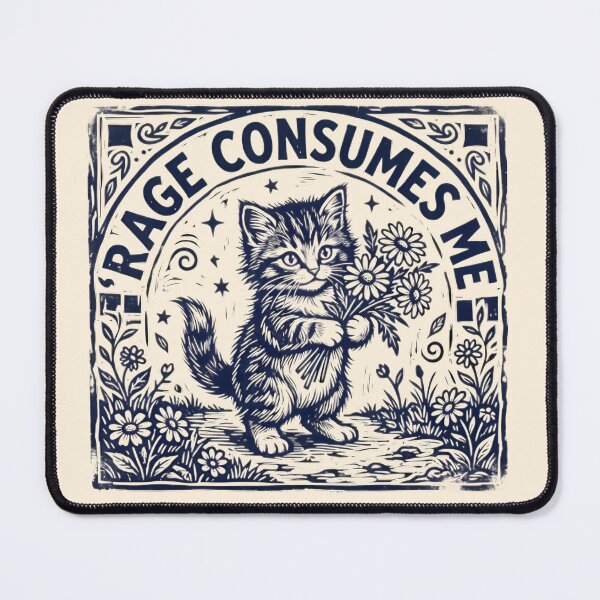 Item preview, Gothic Kitten Rage Consumes Me Dark Humor Cat Art designed and sold by TeeSpectrume.