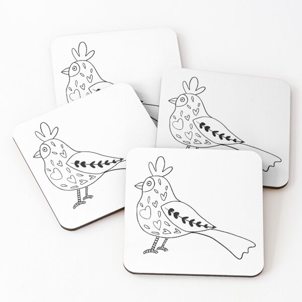 Item preview, Line Art Mystical Bird with Hearts designed and sold by ashleywilks.