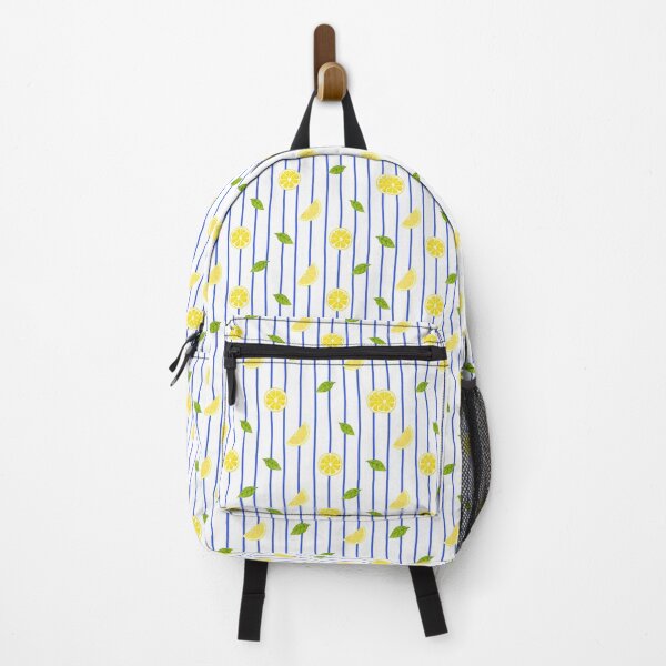 Item preview, Blue & White Lemon Stripe Pattern | Summer Citrus Print designed and sold by MoonandMaple.