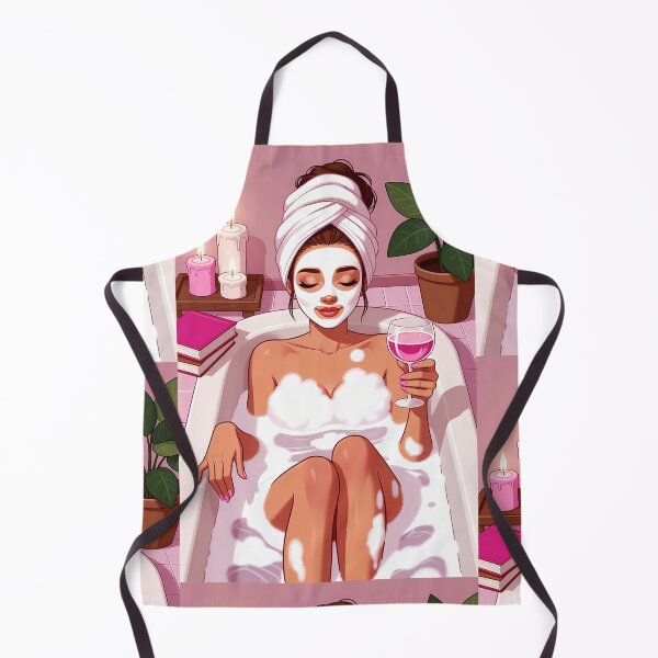 Item preview, Self Care Bath Girl with Face Mask and Wine designed and sold by HappyOops.