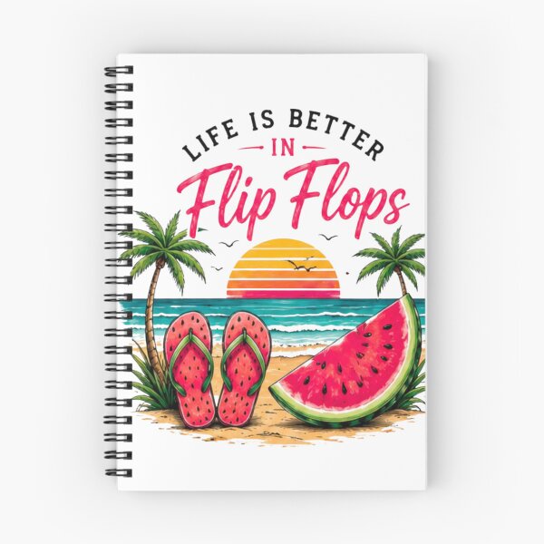 Item preview, Life Is Better in Flip Flops Summer Beach Watermelon Retro T-Shirt designed and sold by novaduman.