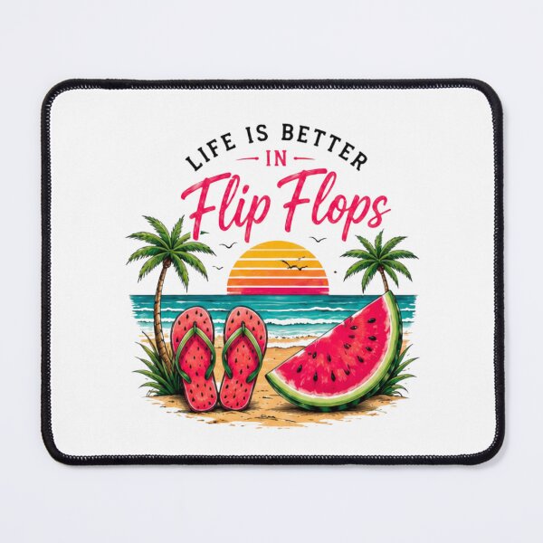 Item preview, Life Is Better in Flip Flops Summer Beach Watermelon Retro T-Shirt designed and sold by novaduman.