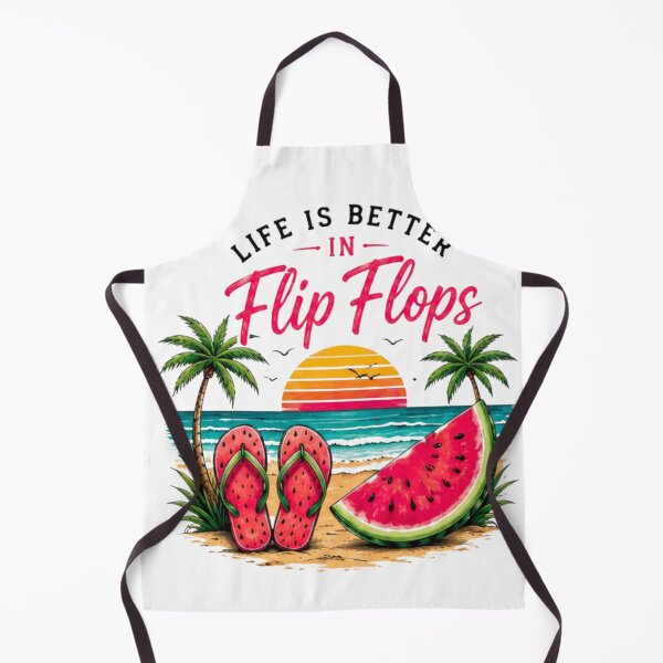 Item preview, Life Is Better in Flip Flops Summer Beach Watermelon Retro T-Shirt designed and sold by novaduman.
