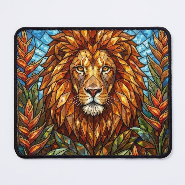 Item preview, Majestic Lion Jeweled Stained Glass Animal Art designed and sold by pinkal.