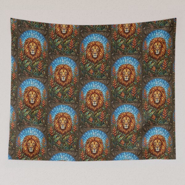 Item preview, Majestic Lion Jeweled Stained Glass Animal Art designed and sold by pinkal.