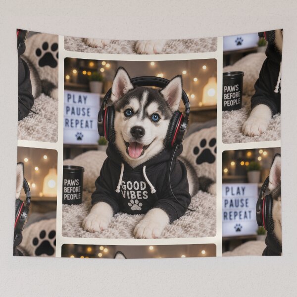 Item preview, Cool Gaming Husky Hoodie Portrait Design designed and sold by BagFactoryUK.