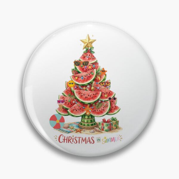 Item preview, Watercolor Watermelon Christmas Tree Tropical Beach Illustration – Christmas in Summer Holiday Design designed and sold by VibranPalette.