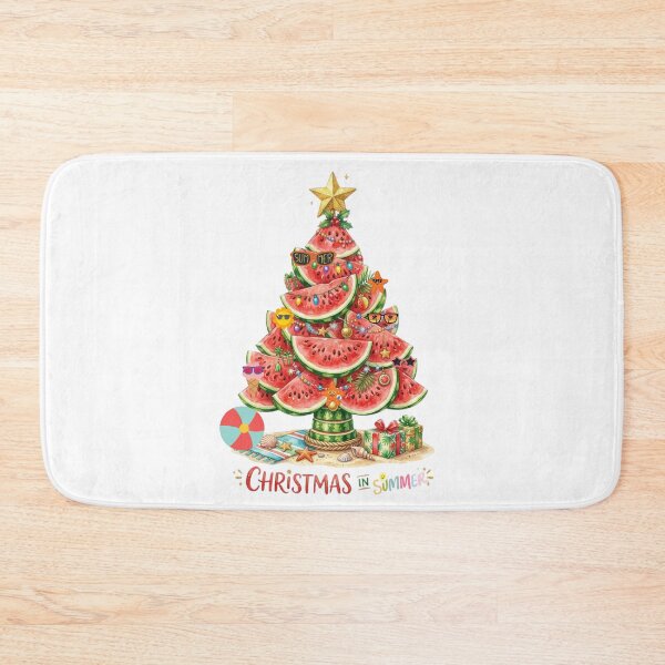 Item preview, Watercolor Watermelon Christmas Tree Tropical Beach Illustration – Christmas in Summer Holiday Design designed and sold by VibranPalette.