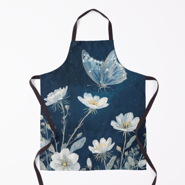 Item preview, Blue Morpho Butterfly and Moonflowers — Night Garden Art designed and sold by DreamelleStudio.