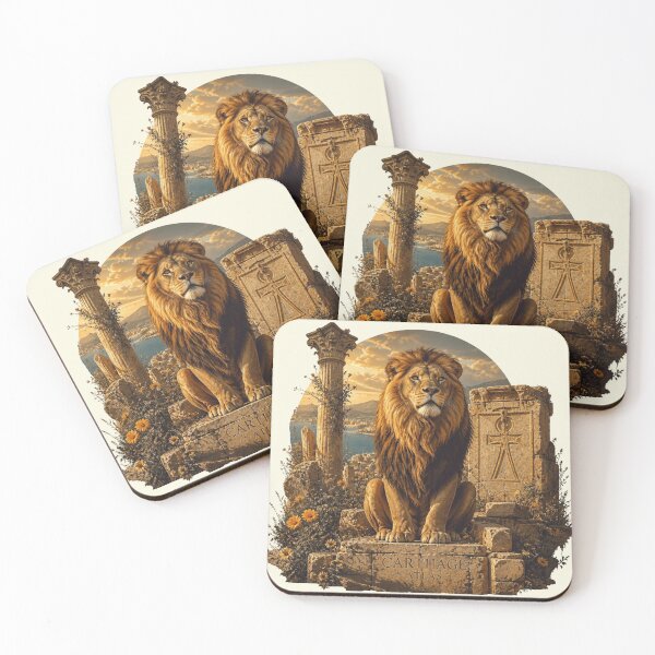 Item preview, Carthage Atlas Lion Among Ancient Ruins — Majestic North African Heritage Art | Tunisia History Design designed and sold by carthagia.
