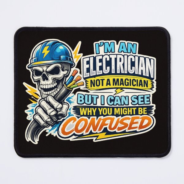Item preview, I'm an Electrician, Not a Magician – Funny Electrician Skull Graphic designed and sold by Tadeusz1.