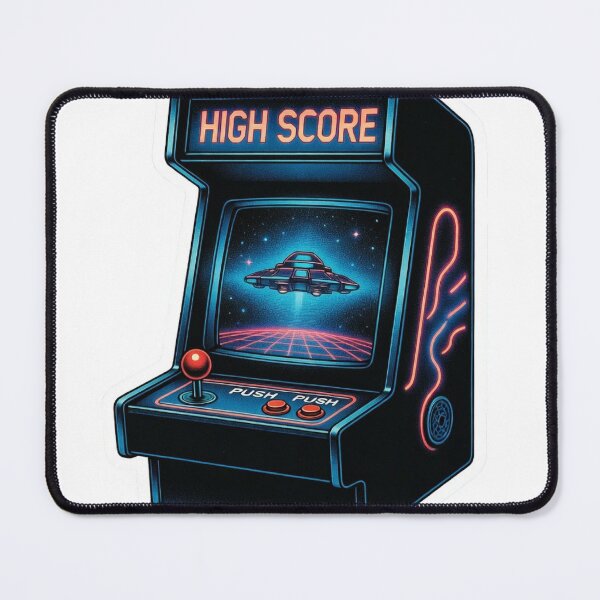 Item preview, Retro Vector Sci-Fi Arcade Sticker - High Score Spaceship Game Decal designed and sold by GeekStickerLab.