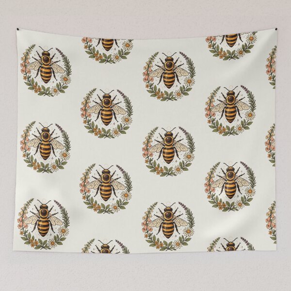 Item preview, Botanical  Bee | Wildflower Pollinator | Cottagecore Nature Illustration designed and sold by PatsiRose.