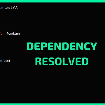 Artwork thumbnail, DEPENDENCIES RESOLVED | npm Developer Sticker | JavaScript Laptop Sticker by ByteForgeStudio