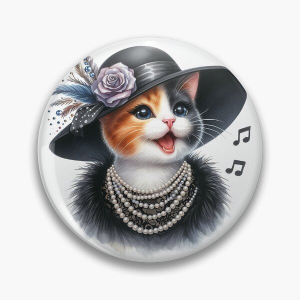 Item preview, Classy Calico Cat Singing in Hat and Pearls designed and sold by Pioneer Spirit Market.