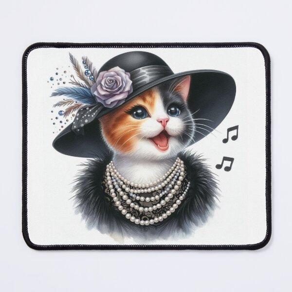 Item preview, Classy Calico Cat Singing in Hat and Pearls designed and sold by Pioneer Spirit Market.