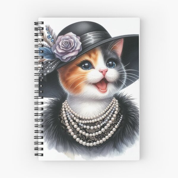 Item preview, Classy Calico Cat Singing in Hat and Pearls designed and sold by Pioneer Spirit Market.