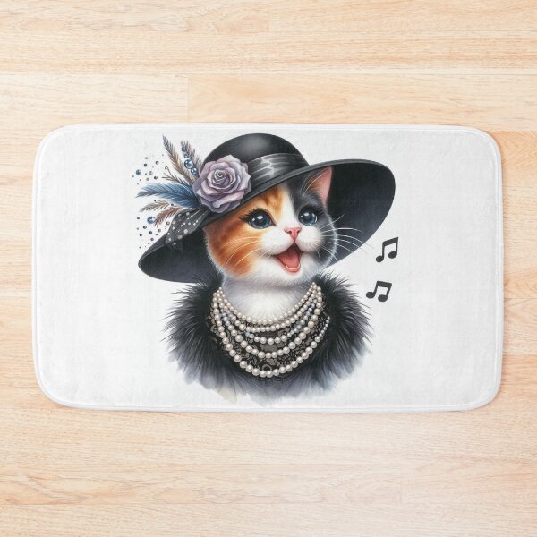 Item preview, Classy Calico Cat Singing in Hat and Pearls designed and sold by Pioneer Spirit Market.
