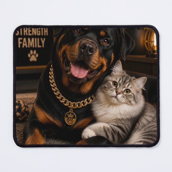 Item preview, Loyal Rottweiler and Cute Kitten Portrait Design designed and sold by BagFactoryUK.