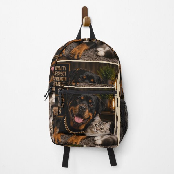 Item preview, Loyal Rottweiler and Cute Kitten Portrait Design designed and sold by BagFactoryUK.